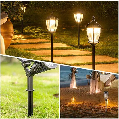 XiXiYang 5 Pcs Plastic Ground Spikes Solar Torch Lights Ground Stakes Landscape Light Holder for Garden Lights Pathway Lights Pathway Markers Outdoor Lighting Accessories