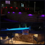 8 Pack 7 inch RGB LED Hardscape Lighting Step Lights Retaining Wall Lights with Color Changing - Outdoor Path Light | Lumora