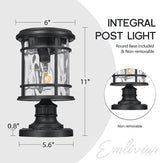 Emliviar Portable Solar Post Light Fixture with Fixed Pire Mount Base, Black 11“ Outside Solar - Outdoor Path Light | Lumora