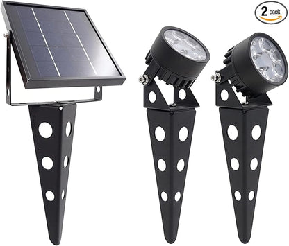 Legacy Mini 50X Twin Solar-Powered Spot Lights LED Spotlight Flag Pole Light (Warm White LED) for Outdoor Garden Yard Landscape Uplight Downlight, Waterproof, Black Finish