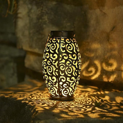 2 Pack Metal Hanging Solar Lanterns - Outdoor Solar Powered Lanterns with Handle, Waterproof, Decorative Garden Lights for Patio, Yard, Pathway, Walkway, Porch