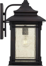 Franklin Iron Works Hickory Point Farmhouse Rustic Mission Outdoor Wall Light Fixture Bronze Lantern 16" Frosted | Lumora