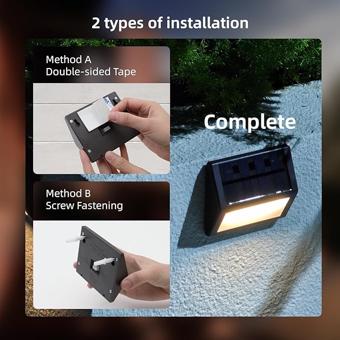 Luminara Solar Step Lights - Weatherproof Outdoor Stair Lighting, Solar-Powered Deck Lights for Patio, Garden, Pathway, Warm White Glow (12)