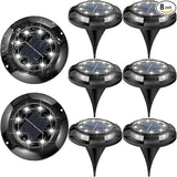 Solar Ground Lights Outdoor Waterproof, 8 Pack 12 LEDs Solar Garden Disk Lights Landscape Lighting for Outside | Lumora
