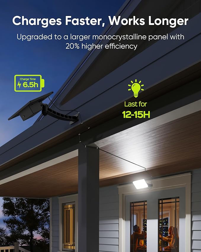 JACKYLED Solar Lights Outdoor 299 LED 1000 Lumens Bright Solar Wall Spotlight with 4000mAh Battery IP65 Waterproof | Lumora