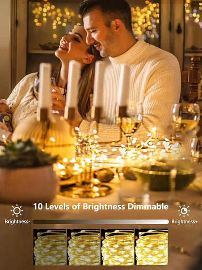 6 Pack 100 LED Fairy Lights Battery Operated with Remote, 33FT Waterproof Twinkle Lights with Timer & 8 Modes, Fairy String Light Outdoor Indoor for Bedroom Classroom DIY Christmas Decor (Warm White)