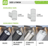 ASD LED Up Down Lights Outdoor Cylinder Wall Light 18W (120W Equiv) 1500Lm 5000K Daylight, 120V Patio Wall Light | Lumora
