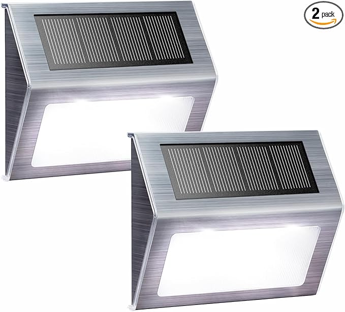 XLUX Solar Powered Lights for Deck Steps Stairs Fences Pathway Path, LED lamp, Outdoor Waterproof, White Light 2 | Lumora