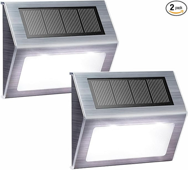 XLUX Solar Powered Lights for Deck Steps Stairs Fences Pathway Path, LED lamp, Outdoor Waterproof, White Light 2 | Lumora