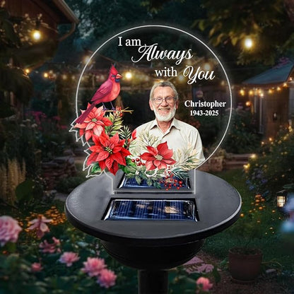 Personalized Memorial Solar Lights - Outdoor Light Garden Decor - Cardinals Appear When Angels are Near - Grave Decorations for Cemetery Memorial Gifts Loss of Mother, Sympathy Gift