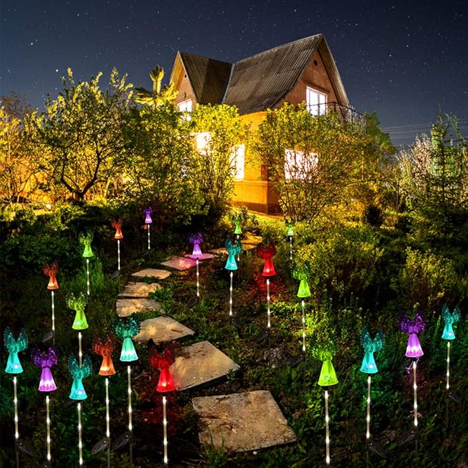 Qualife Solar Angel Lights Outdoor, Garden Gifts for Housewarming Mom Women,Solar Powered Decorative Lights for | Lumora
