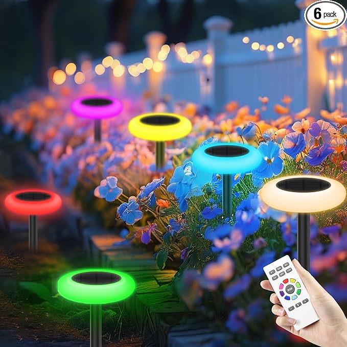 intelamp Solar Lights Outdoor Waterproof, 6Pack Color Changing Solar Lights Remote Control Pathway Light for Yard | Lumora