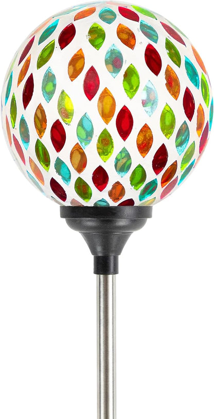 Northlight Mosaic Stained Glass Solar LED Pathway Markers 30" - Multicolor - Set of 2