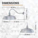 21in. Galvanized Oversized Outdoor Gooseneck Barn Light Fixture With 22in. Long Arm - Wall Sconce Farmhouse | Lumora