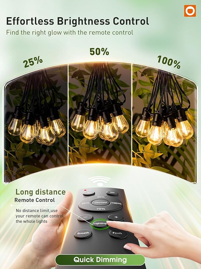 addlon 100FT G40 Outdoor String Lights with Remote and 100FT S14 Outdoor String Lights with Remote