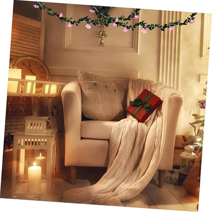 DOITOOL 3pcs Decorative Wreath String Light Led Garland for Outdoor Indoor Decor Battery Operated Design for Christmas Weddings and Parties