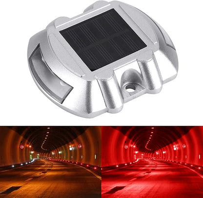 Casting Aluminum Solar Pathway Light, 6 LED Waterproof Outdoor Driveway Lamp - Energy Efficient Solar Powered, Durable Waterproof Design, Ideal for Yard and Road Safety (Flashing red)