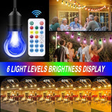 35FT Outdoor String Lights, 16 Shatterproof Edison Bulbs, Dimmable RGB Color Changing Patio Lights with Remote. | Lumora