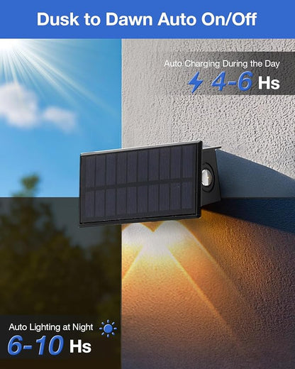 Fence Lights Solar Powered Outdoor Waterproof 3 Sided Wall LED Landscaping 12 Pack for Yard, Deck, Patio, Rail, Garage, Pool, Balcony, Energy Efficient Warm White Safety and Ambiance,Easy Install