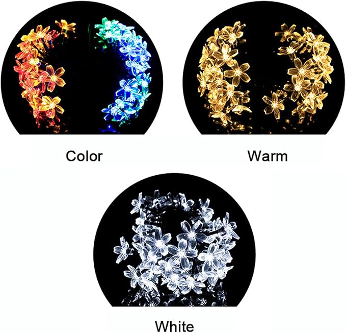 Solar String Lights Outdoor Lights LED Waterproof Sakura Tree Flower Shape 8 Functions Peach Lantern Christmas Garden Decoration Lights