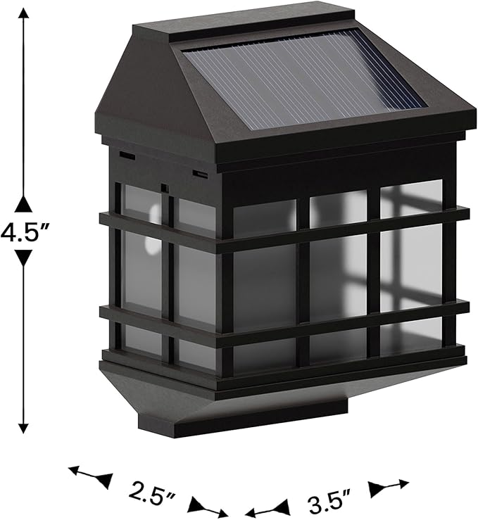Flash Furniture Holder 6 Pack Wall Mount LED Solar Lights - Weather Resistant Brown Decorative Solar Powered Lights for Decking and Fencing