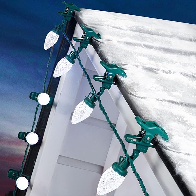 2PACK C9 LED Christmas Lights with 100 Spring Clips, Total 100ft 100 LED Waterproof - Outdoor Security Flood Light | Lumora
