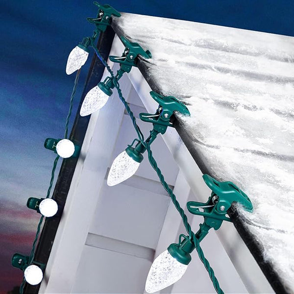 2PACK C9 LED Christmas Lights with 100 Spring Clips, Total 100ft 100 LED Waterproof - Outdoor Security Flood Light | Lumora