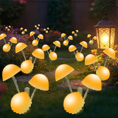 6PACKS Brightness Cute Mushrooms for Garden Decor - 18LED Solar Mushroom Path Lights Outdoor Waterproof,Longevity 8 Lighting Modes,Housewarming Gifts for Home/Yard/Fence/Birthday Party Decor