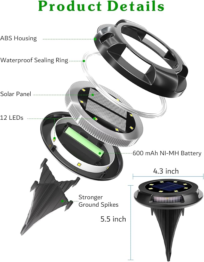 Biling Solar Pathway Lights Outdoor Uplight Sidelight, 12 Packs Blue Bright Solar Ground Lights Waterproof for Yard | Lumora