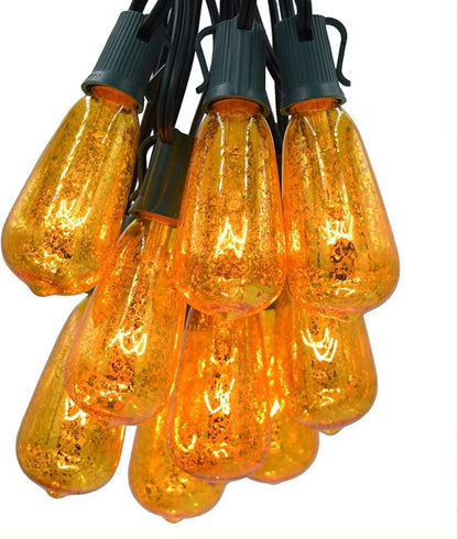 Hometown Evolution, Inc. Gold Outdoor Patio String Lights (25 Foot, ST40 Bulbs - Black Wire)