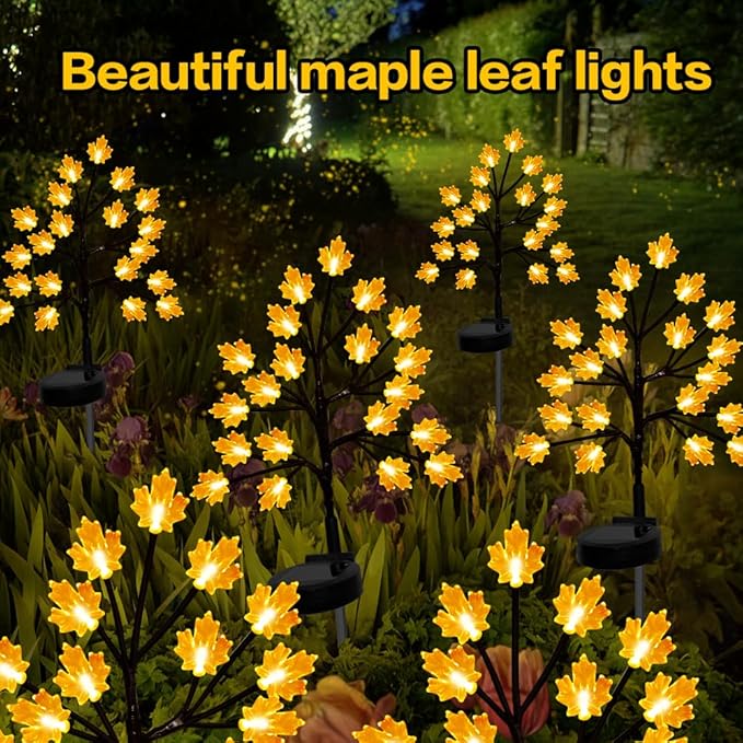 Solar Fall Lights for Thanksgiving Day Decorations Outdoor,2PACK 40LED Artificial Maple Tree for Fall Party Gifts | Lumora