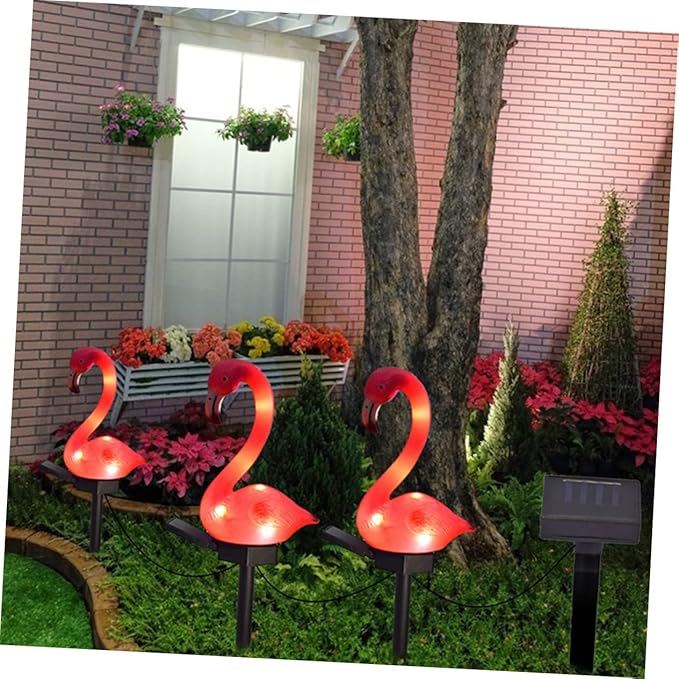NUOBESTY Flamingo Solar Garden Lights Outdoor Stake Decorative Lighting for Patio and Walkway Unique Led Landscape Decor Way