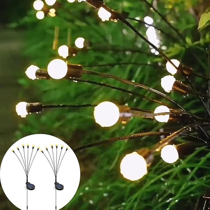 Outdoor Solar Powered Swaying Lights Landscape Lighting Waterproof Garden Firefly LED Lights Sway Swing by Wind Outside Patio Yard Backyard Lawn Flowerbed Christmas Decorations Gifts 2 Pack