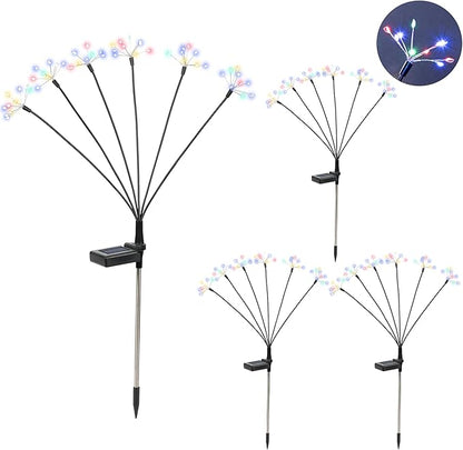 Solar Garden Decor Lights Outdoor, Solar Powered Lights Waterproof for Yard Patio Porch Flowerbed, Fairy Gardening Supplies Gifts Firwork(4 Pack Multi-Colored)