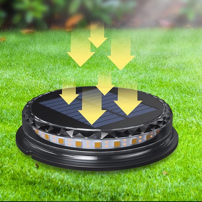 4-Pack Solar Ground Lights Warm White Light Disk Light Solar Powered Outdoor Waterproof in-Ground Lights Warm White | Lumora