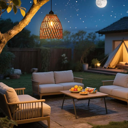 2Pack Battery Operated Pendant Light with Remote Control IP44 Waterproof Indoor Outdoor lamp for Bedroom, Patio, Camping, Party, Porch, Cafe (No Outlet Needed)