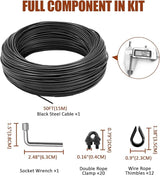 String Light Hanging Kit Outdoor, Full Black Globe String Lights Suspension Kit w/ 100FT PVC Coated Steel Cable & | Lumora