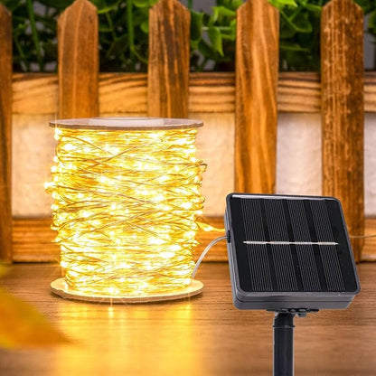 40FT Solar String Lights Outdoor, 240 LED - 2X Brighter Warm White, 8 Lighting Modes, Ultra-Dense Christmas Lights Waterproof Silver Copper Wire - for Patio, Garden, Christmas, Wedding