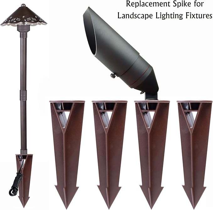 Ground Stake Spike for Outdoor Landscape Spot Pathway Solar Flood Light Replacement Light Stake Spike Part Holder,1/2" NPT Thread Compatible with Kichler Landscape Lighting(2 Pack)