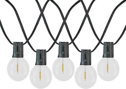 Novelty Lights 50 Feet G50 LED Patio String Light Set with 50 Bulbs, Warm White, Weather Resistant and Shatterproof Replaceable Plastic Globe Bulbs, Black Wire