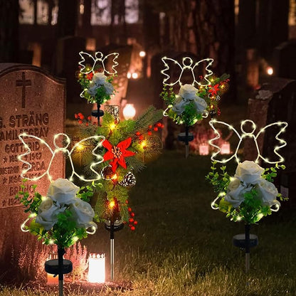 Lmtcos Solar Angel Lights for Cemetery Decorations for Grave, Memorial Sympathy Gifts for Loved One, Solar Grave Decorations for Mother Day Father Day Memorial Day Christmas Grave Decor