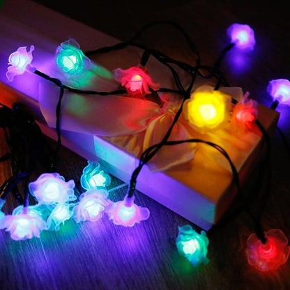 Hann® 30 LED Solar String Landscape Lights 20FT Romantic Rose Solar LED Patio String Waterproof Christmas Lights Outdoor Lamp for Garden Yard Home Christmas Tree (30 LED Rose Multi-Color)