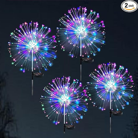 Banax Solar Garden Lights Outdoor Decor 4 Pack Christmas Lights 150 LED Solar Powered Stake Lights for Lawn, Garden, Pathway, Yard & Holiday Decorations(Colorful)