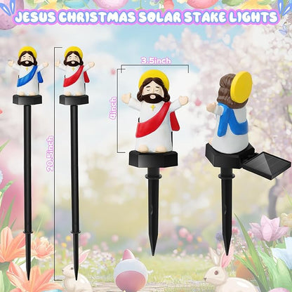 8 Pack Solar Easter Lights, Garden Pathway Lights Outdoor Jesus Lights Waterproof Solar Stake Light for Pathway Landscape Lawn Yard Porch Patio Spring Easter Decoration