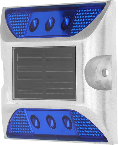 Walfront LED Ground Light Solar Deck Lights for Driveway Pathway Garden, Cast Aluminum Outdoor Light with 1000m Visibility Automatic OnOff for Sidewalk Yard (Blue)