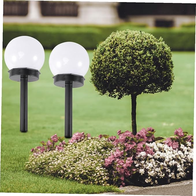 Kisangel 4pcs Solar Lawn Lights Waterproof Garden Path Ground Plug Lights Outdoor Warm White Courtyard Landscape Lighting for Yard and Patio