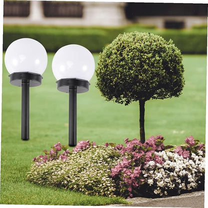 Kisangel 4pcs Solar Lawn Lights Waterproof Garden Path Ground Plug Lights Outdoor Warm White Courtyard Landscape Lighting for Yard and Patio