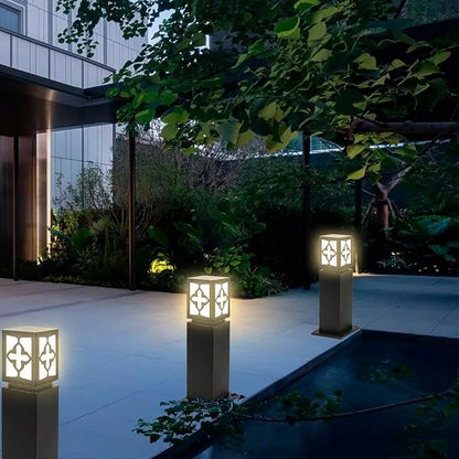 Landscape Path Lights 24" IP65 Waterproof Bollard Lights, Heavy Duty Steel Stable Widened Base E27 Lamp Holder, Modern Outdoor Path Lights Bollard for Lawn, Patio, Courtyard, Driveway, Cross 1pack