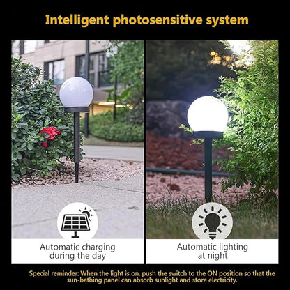White Globe Solar Lights Outdoor, Waterproof Walkway Solar Pathway Lights for Driveway Patio Landscape Lawn