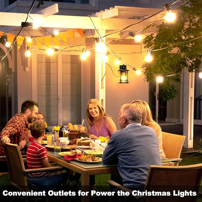 OKELI Retro Industrial Black Outdoor Wall Lights with GFCI Outlet - Dusk to Dawn & Motion Sensor Porch Light, 3 Modes, Waterproof Anti-Rust Exterior Sconce for Porch,Garage, Patio, House